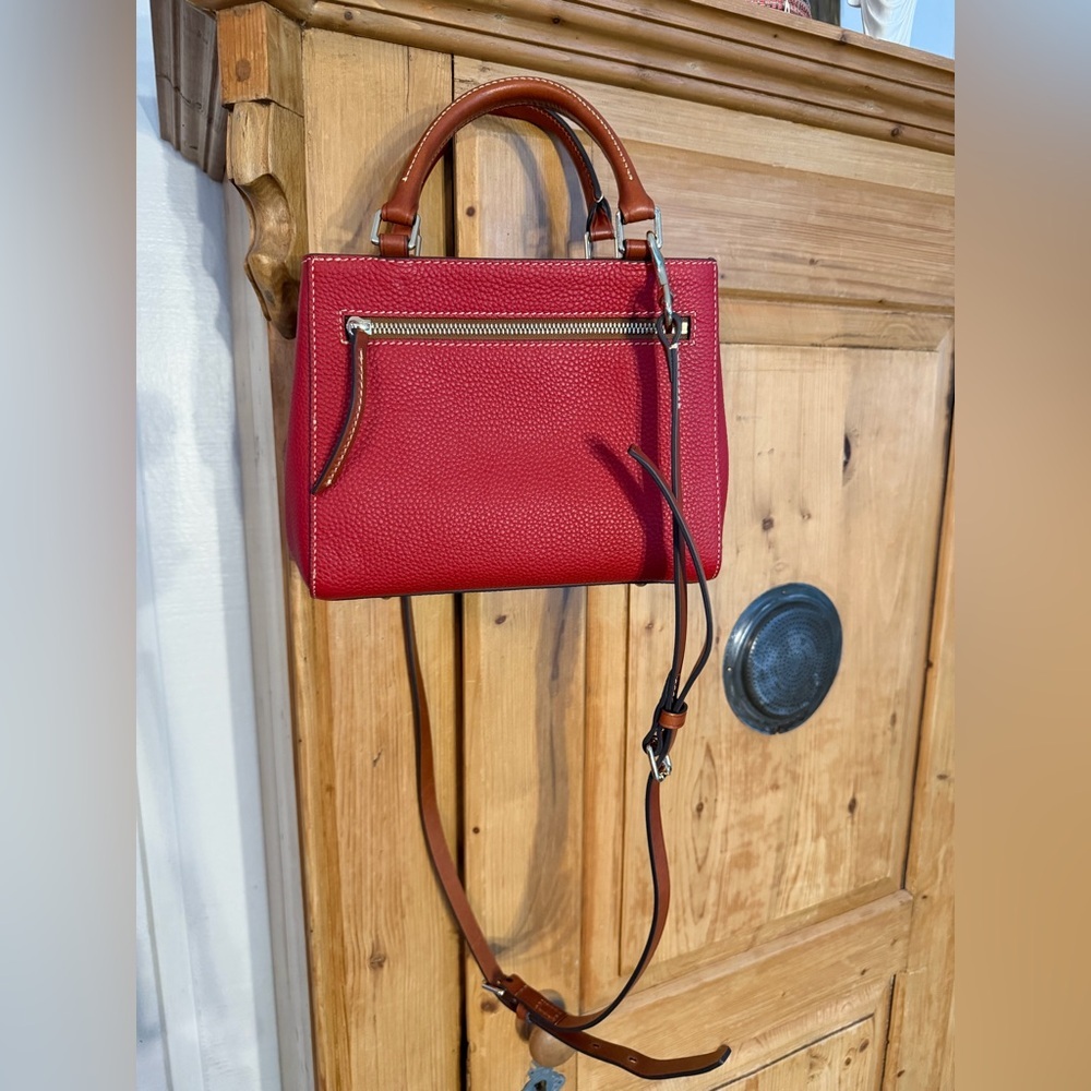 Dooney & Bourke Red Leather Textured Pebble Grain Satchel - Picture 3 of 15